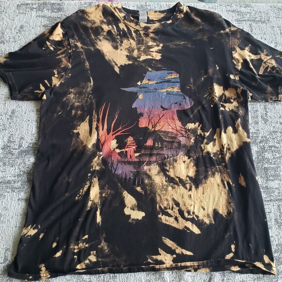 XL Freddy Krueger Bleach Tie Dye Shirt custom DIY + ooak Gildan - Picture 2 of 7